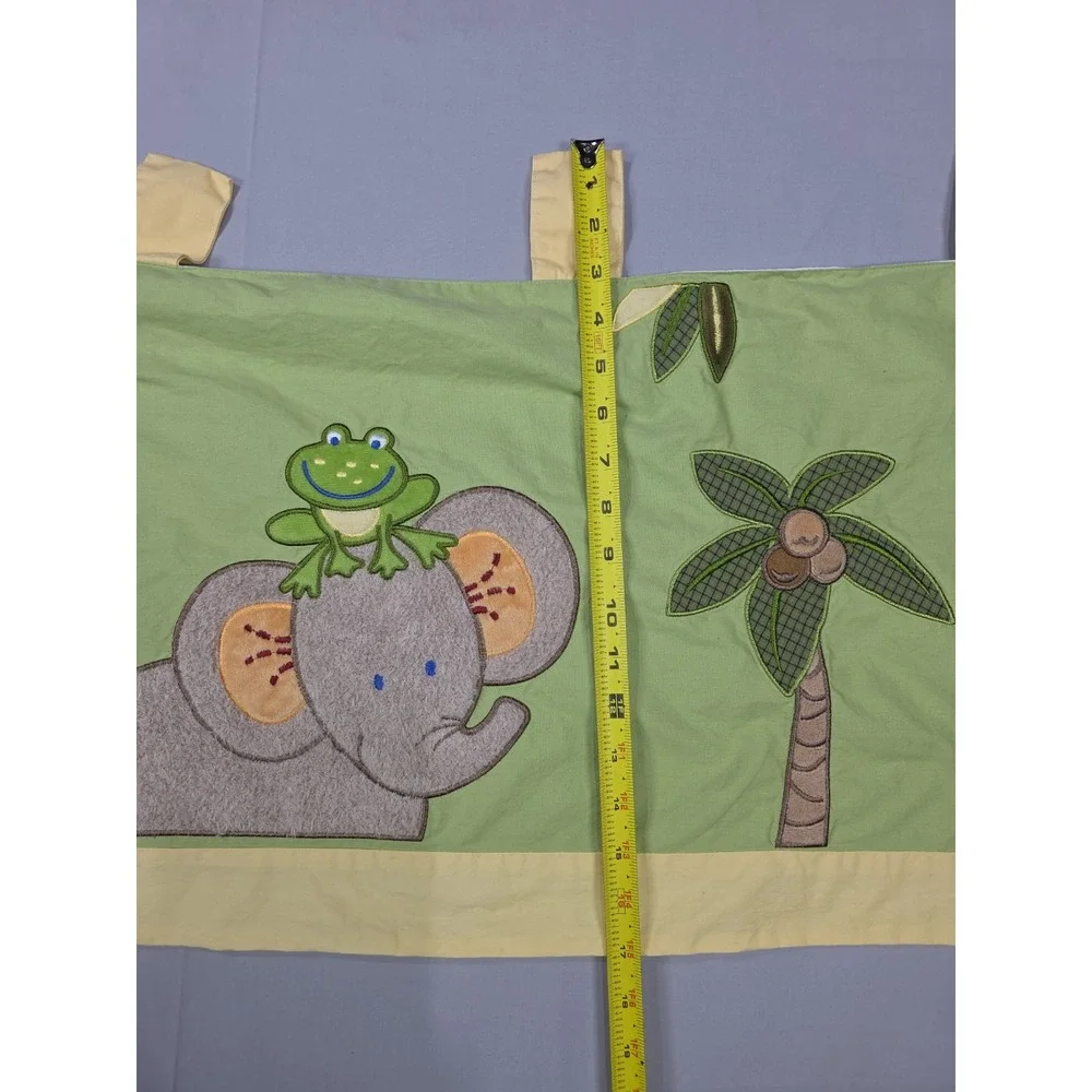 NoJo Jungle Babies‎ Valance Set 2 Green Monkey Lion Safari Nursery 14x58 Tab Top